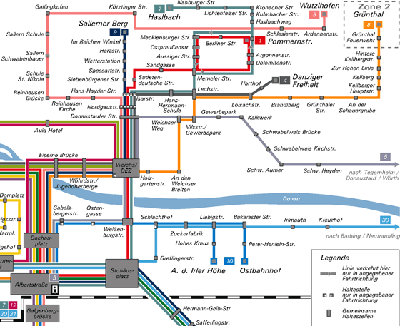 Ausschnittsvergr��erung des nord - �stlichen Bereichs von Regensburg
