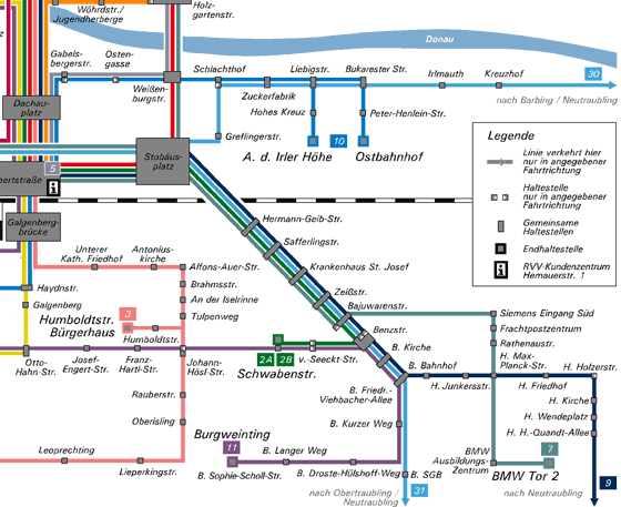 Ausschnittsvergr��erung des s�d - �stlichen Bereichs von Regensburg