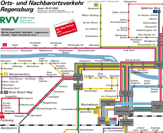 Ausschnittsvergr��erung des nord - westlichen Bereichs von Regensburg
