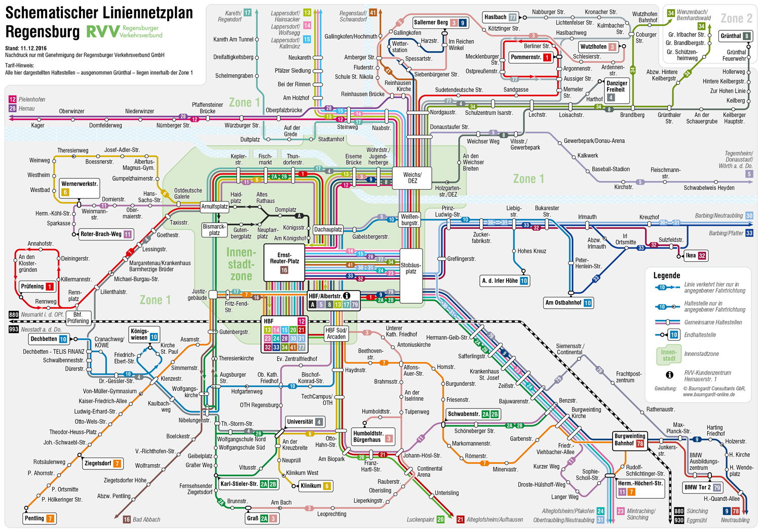 Schematic line network map Regensburg Regensburger