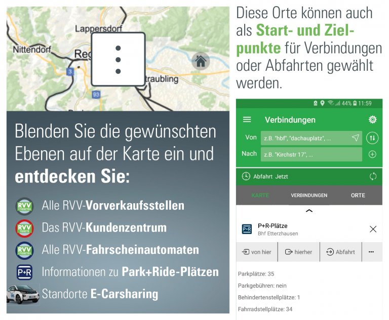 Die RVVApp Auskunft und Tickets Regensburger Verkehrsverbund