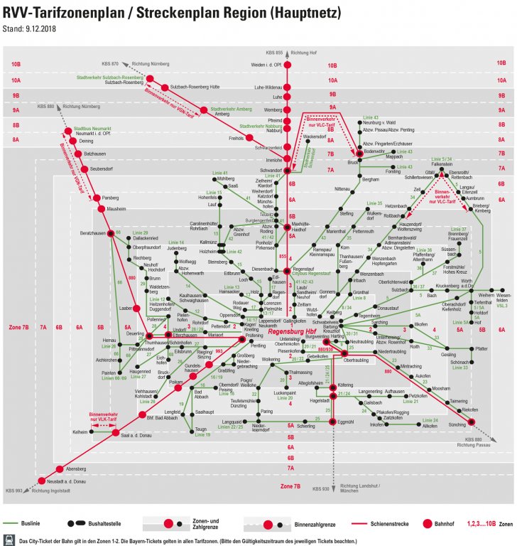Tarifzonenplan - Regensburger Verkehrsverbund