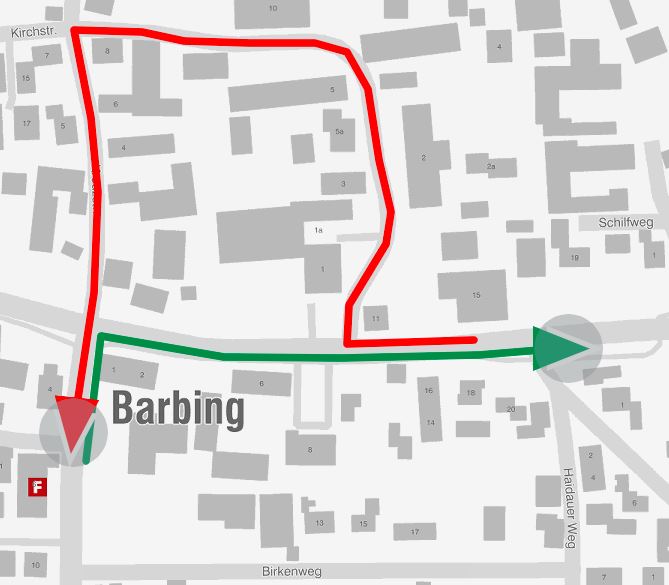 Karte 16.7.2019 Umleitung Barbing 1 Karte 16.7.2019 Umleitung Barbing 1