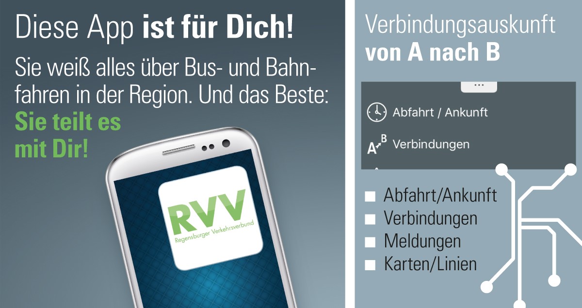 Die RVVApp Auskunft und Tickets Regensburger Verkehrsverbund