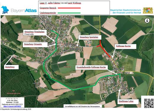 Umleitung Eitlbrunn, Linie 15 Umleitung Eitlbrunn, Linie 15