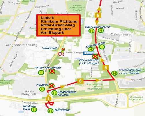 Sperrung Albertus-Magnus-Str. Linie 6 Sperrung Albertus-Magnus-Str. Linie 6