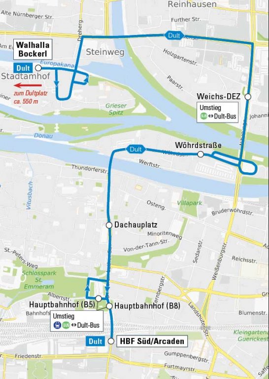 Linienführung Dultbus 2022 Linienführung Dultbus 2022
