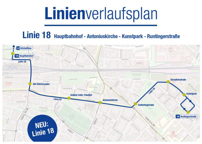 Linienverlaufsplan Linie 18 April 2023 1