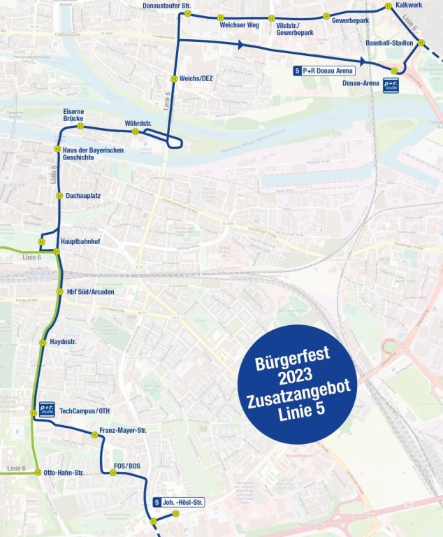 Bürgerfest 2023: Linienweg Zusatzangebot Linie 5
