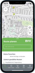 Grossansicht in neuem Fenster: RVV-App Startbildschirm Screen iPhone
