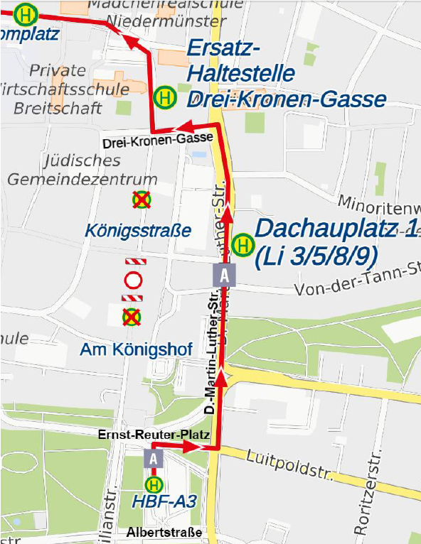 Sperrung Maxstr., A, Richtung Arnulfsplatz