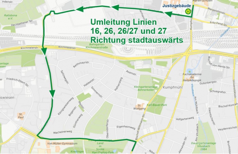 Kumpfmühler Brücke BP3, Linien 26,26,26/27,27 Stadtauswärts