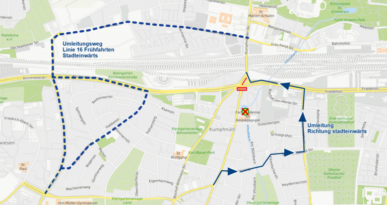 Kumpfmühler Brücke BP3, Linien 26,26,26/27,27 Stadteinwärts