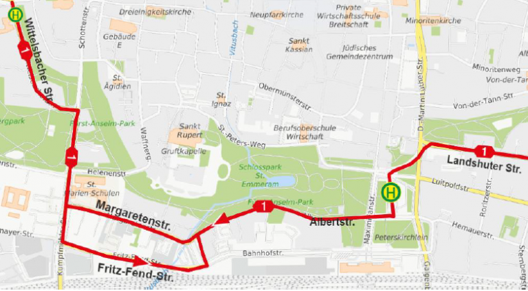 Karte Stadtmarathon 2024 - Linie 1