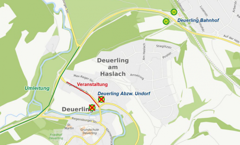 Karte Deuerling, Linie 28, ab 08.08.2025
