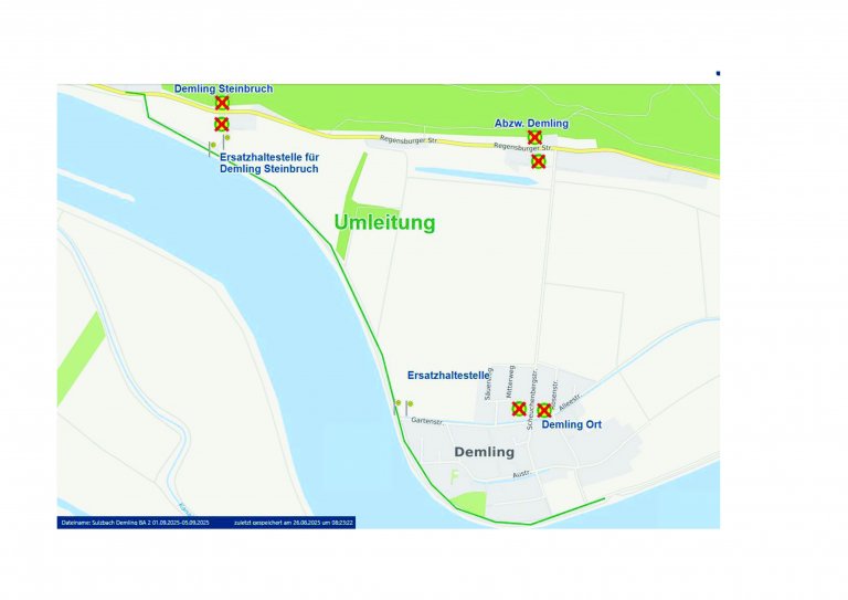 Bauarbeiten Kreuzung St 2125/Scheuchenbergstraße – Umleitung der RVV-Linien 5 und 5A