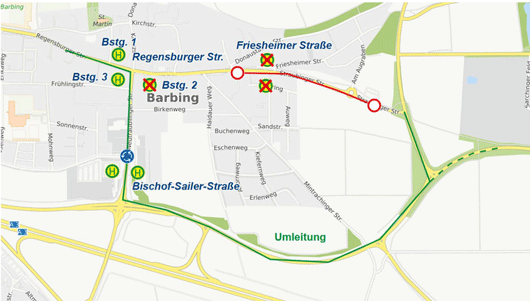 Karte Barbing Sperrung Kreisverkehr