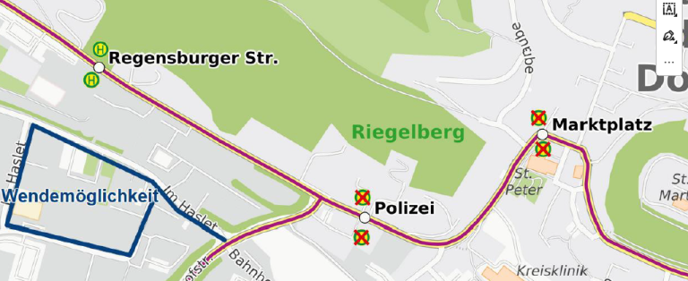 Karte Umleitung Linie 5