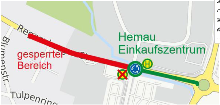 Karte Umleitung Linie 28