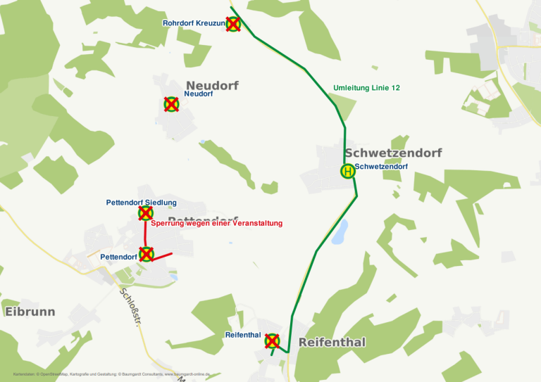 Karte Umleitung Pettendorf 19.06.2026