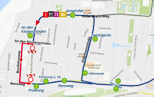 Karte Sperrung Roter-Brach-Weg