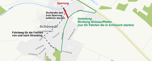 Karte Umleitung Schönach