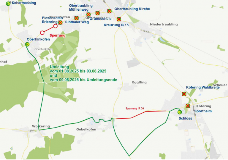 Karte Piesenkofen Linien 21 und 21/24 ab 01.08.2025