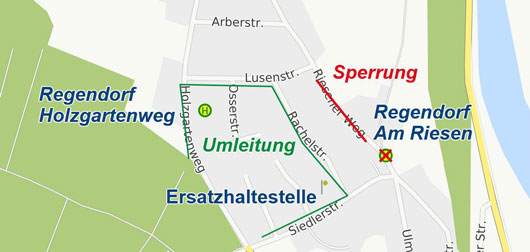 Karte Umleitung Regendorf