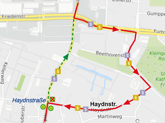 Karte Umleitung Galgenbergstraße