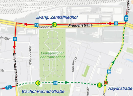 Karte Umleitung Galgenbergstraße