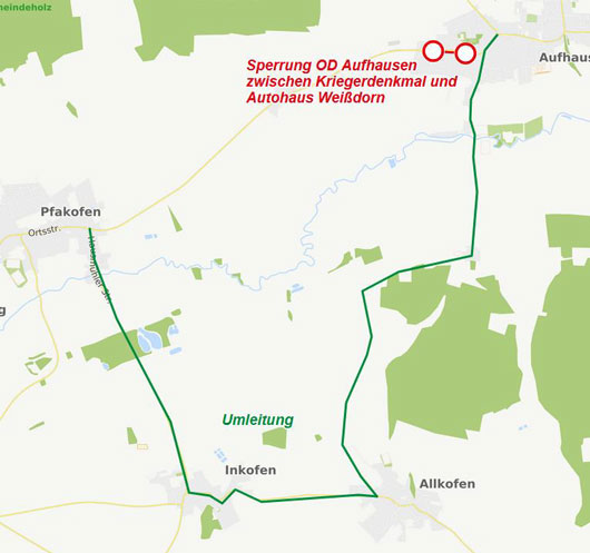 Karte Umleitung Aufhausen