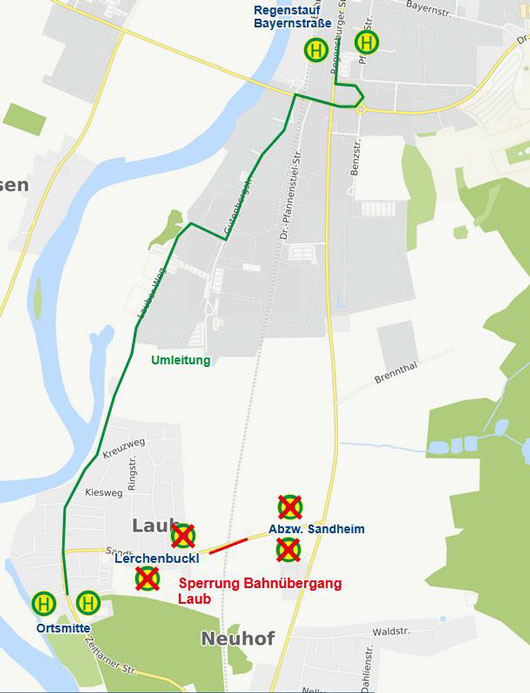 Karte Umleitung Laub