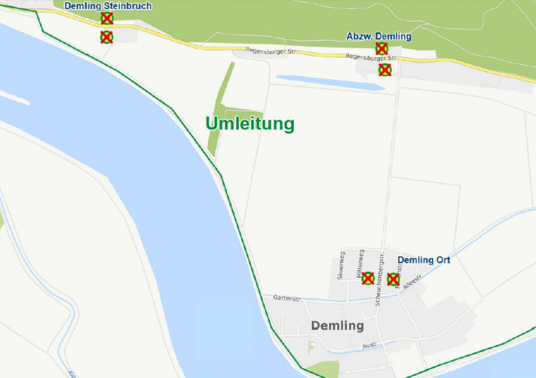 Karte Umleitung Demling am 19.06.2025