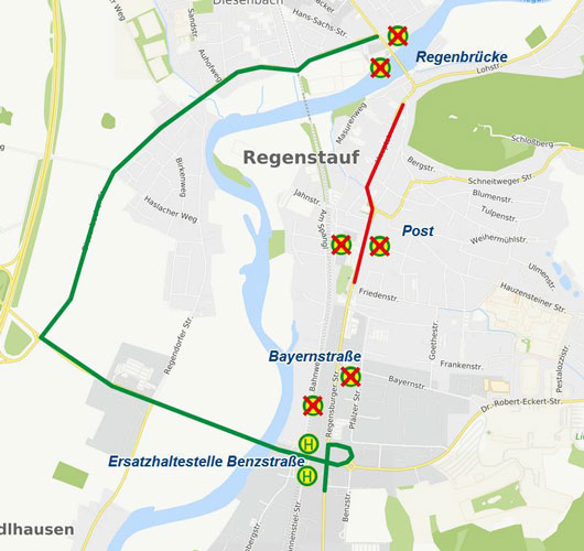 Karte Umleitung Regenstauf