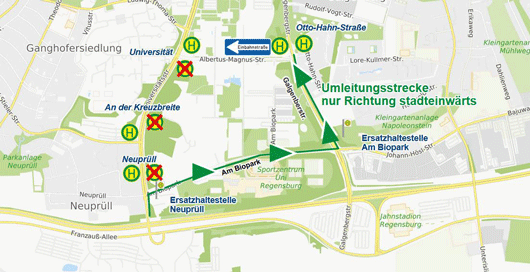 Karte Umleitung Alberetus-Magnus-Straße Linie 19