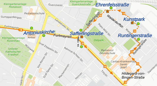 Karte Umleitung Safferlingstraße