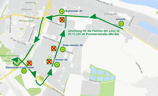 Karte Umleitung Max-Planck-Str.