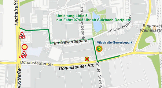 Karte Sperrung Lechstraße