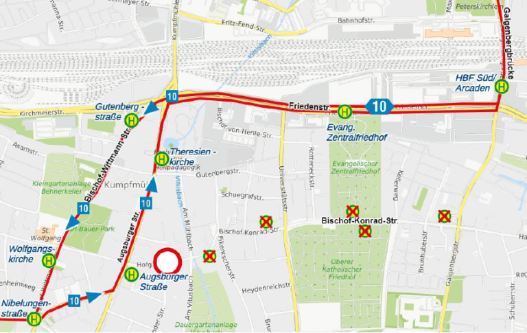 Karte Regensburg Hofgartenweg