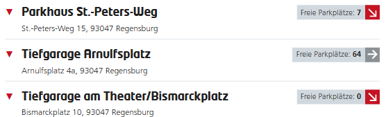 Anzeige freie Parkplätze - RVV-App Anzeige freie Parkplätze - RVV-App