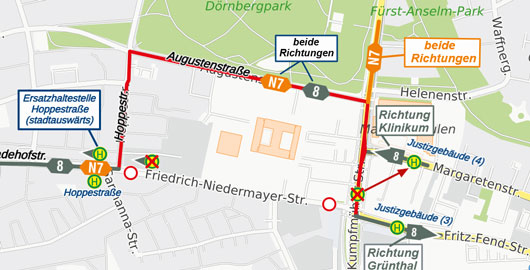 Karte Umleitung Friedrich-Niedermayer-Str.