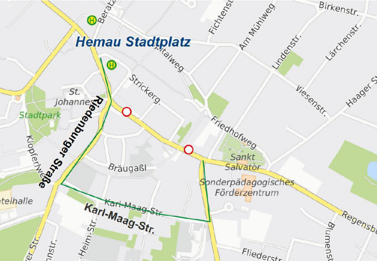 Karte Umleitung Hemau Veranstaltung