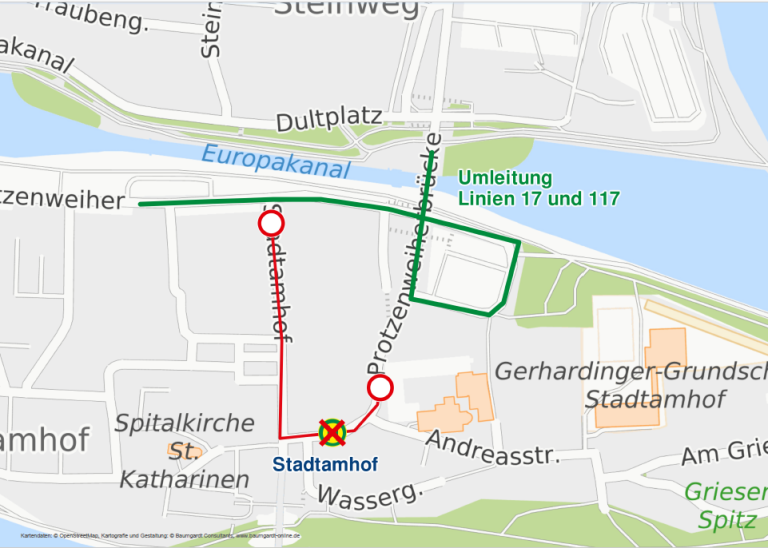 Karte Umleitung Stadtamhof