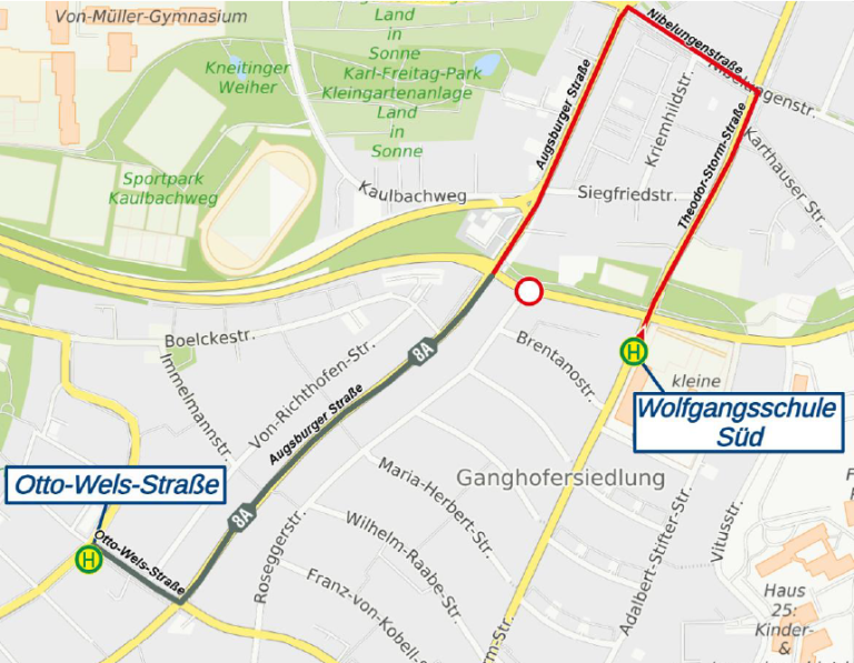 Karte Regensburg Teil-Sperrung Ludwig-Thoma-Straße