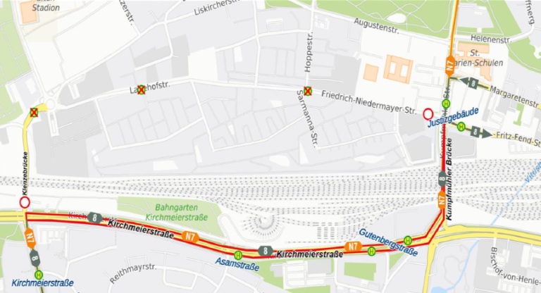 Karte Umleitung Friedrich-Niedermayer-Str./Ladehofstraße