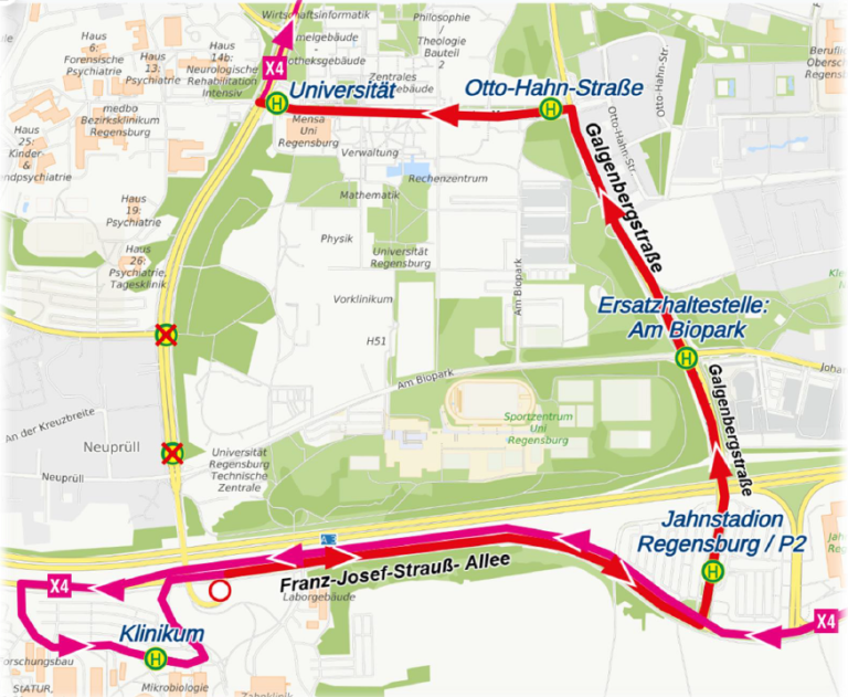 Karte Franz-Josef-Strauß-Allee Linie X4 (251028) Karte Franz-Josef-Strauß-Allee Linie X4 (251028)
