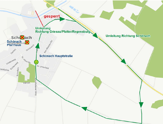 Karte Umleitung Schönach