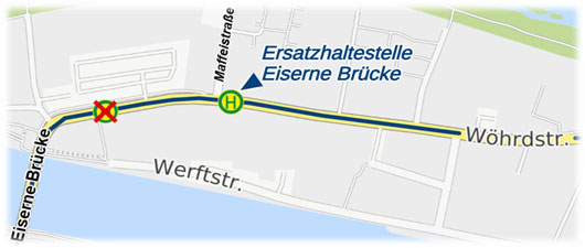 Karte Verlegung Haltestelle Eiserne Brücke