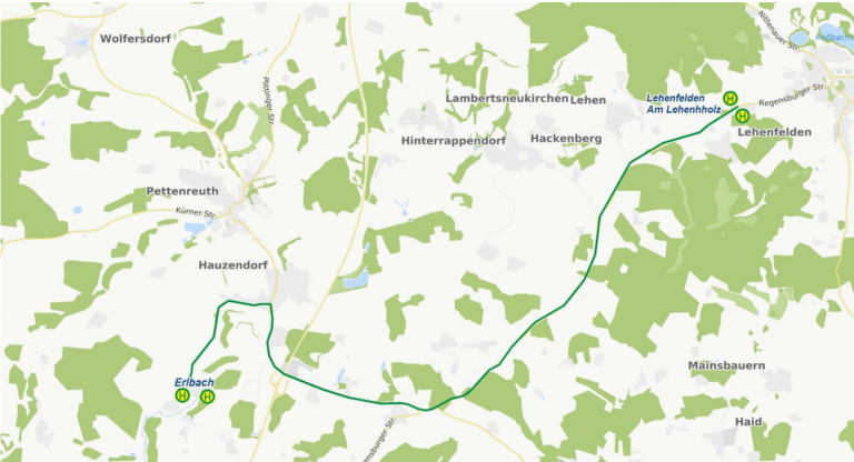 Karte Pettenreuth, Umleitung wg. Sperrung