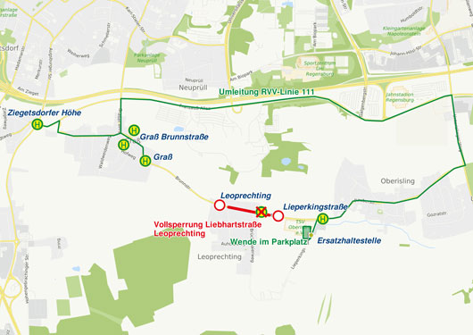 Karte Umleitung Leoprechting